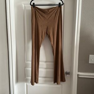 Brown suede flare pants